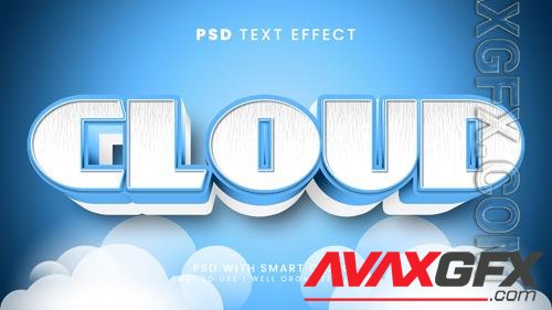 Cloud sky editable text effect with soft and cartoon text style psd