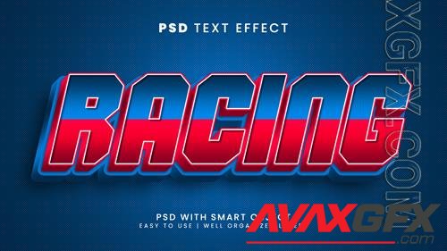 Retro racing editable text effect with metallic and speed text style psd