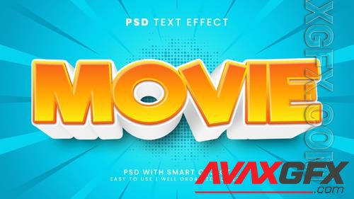 Movie cartoon editable text effect with 3d kids and child font style psd