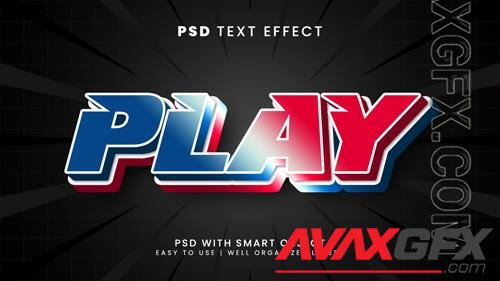 Play gamer 3d editable text effect with esport and stream font style psd