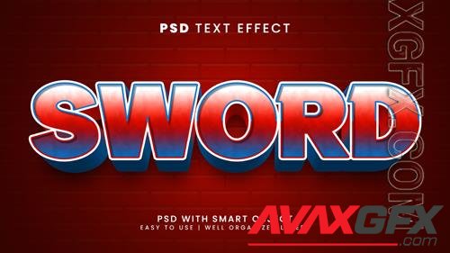 Editable text effect sword 3d knight and battle font style psd