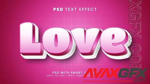 Love 3d editable text effect with rose and elegant font style psd