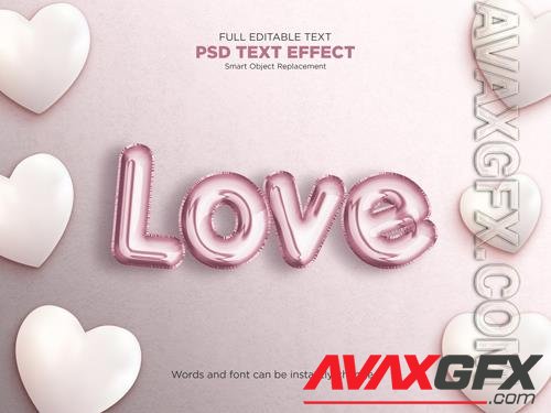 Love balloon text effect mockup psd