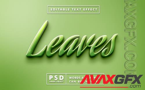 Leaves shinny text effect premium psd with smart object