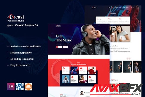 ThemeForest - Qcast v1.0.0 - Podcast & Music Elementor Template Kit - 35414963