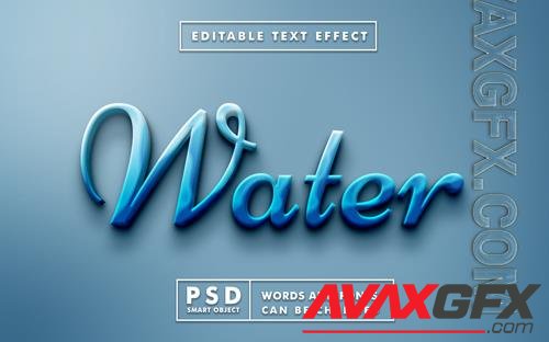 Water 3d text effect premium psd with smart object