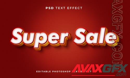 3d sale text effect template with red gold and white colors
