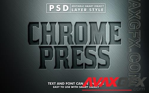 Chrome press text effect  smart object premium psd