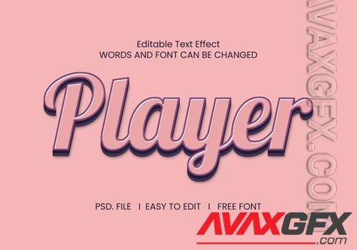 Player text effect color pink psd