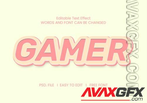 Gamer text effect color flat psd
