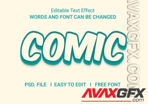 Comic text effect color flat psd