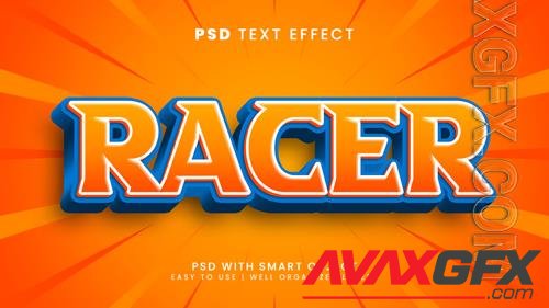 Racer speed editable text effect with fast and sport text style psd