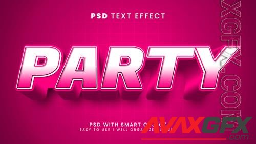 Party 3d editable text effect with pink and soft font style psd