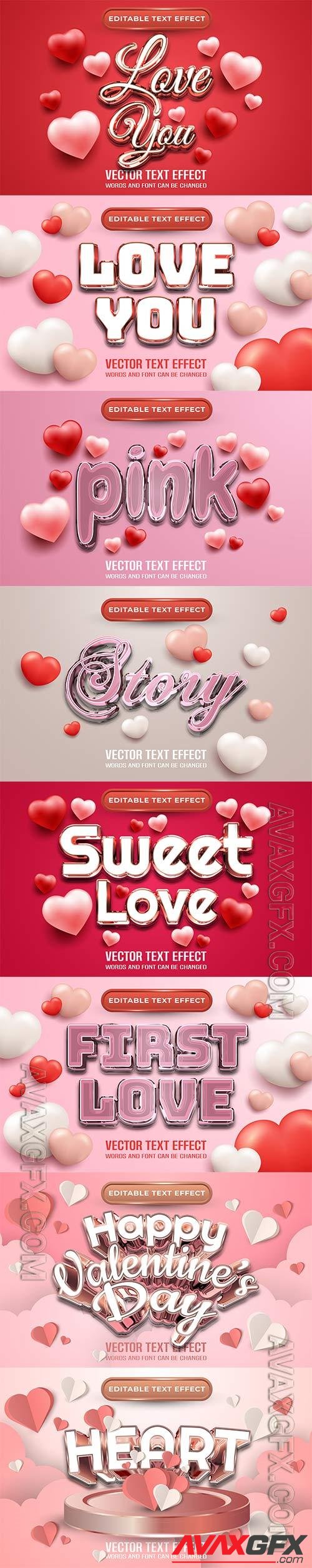 Love you editable text effect special happy valentines day