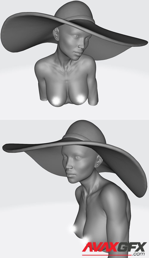 Woman wearing a hat – 3D Printable STL