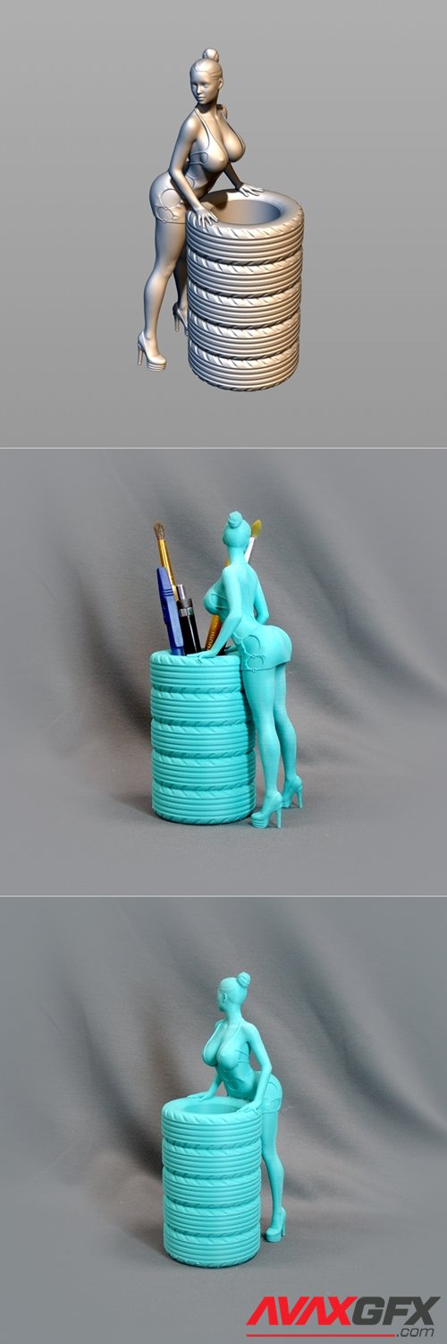 Pretty girl Pen / Pencil Holder – 3D Printable STL