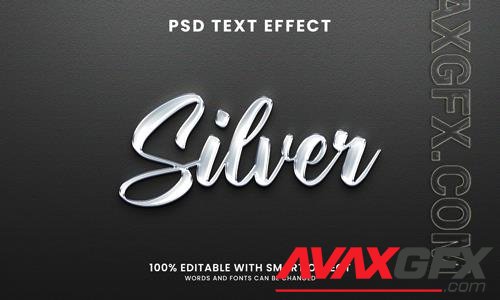 Silver shiny 3d text effect psd