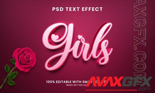 Cute girls 3d text effect psd