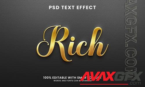 Golden shiny rich 3d text effect psd