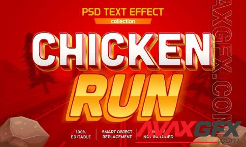 Chicken run cartoon game and movie title text effect psd