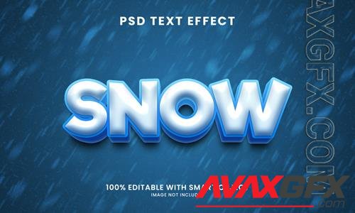 Snow 3d text effect psd