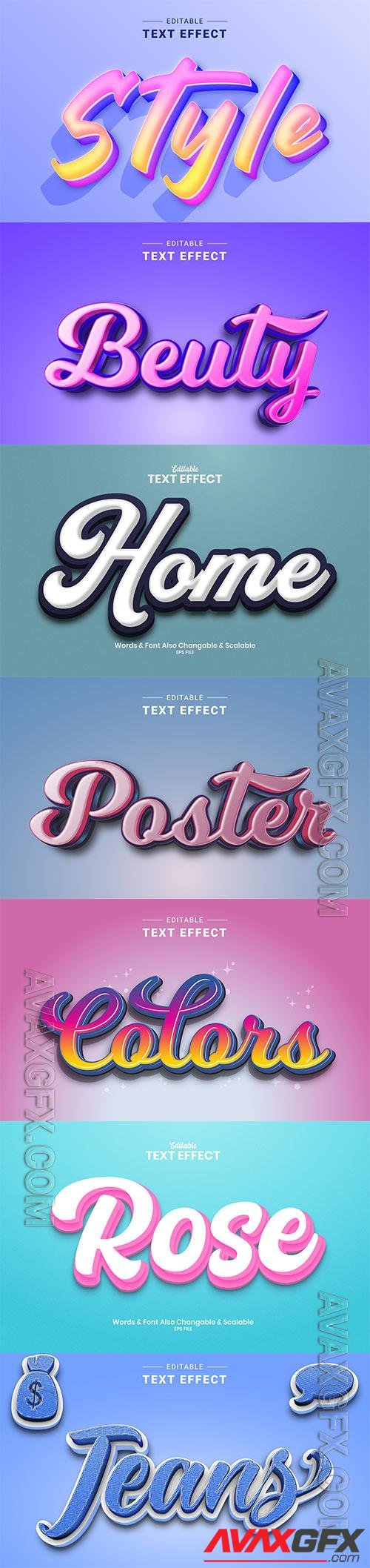 3d editable text style effect vector vol 897