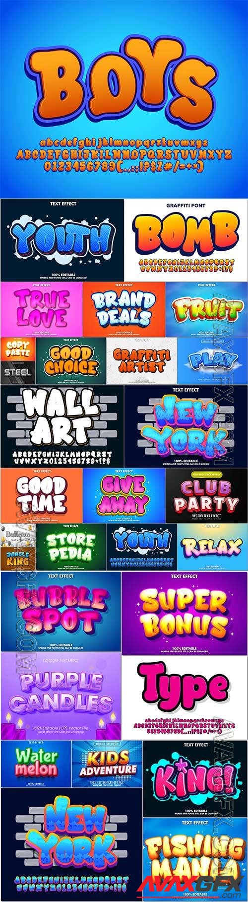 3d editable text style effect vector vol 907