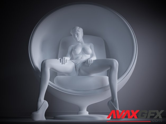 Sexy nude girl sitting 3D Printable STL