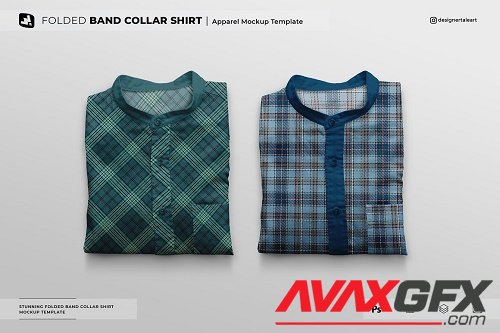 Folded Band Collar Shirt Mockup - 6784824