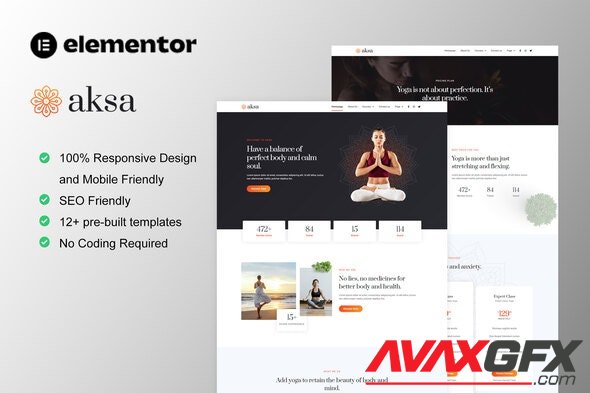 ThemeForest - Aksa v1.0.0 - Yoga Teacher & Studio Elementor Template Kit - 35475001