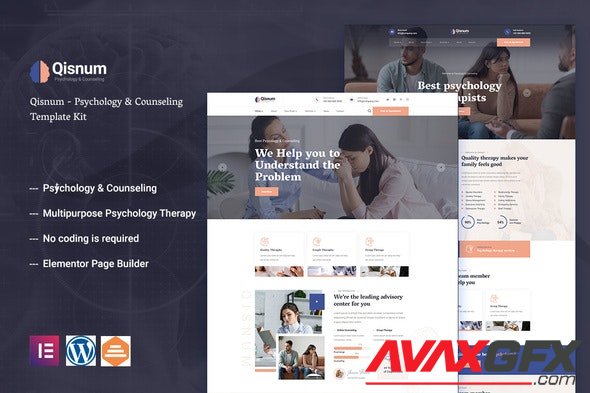 ThemeForest - Qisnum v1.0.0 - Psychology & Counseling Elementor Template Kit - 35436099