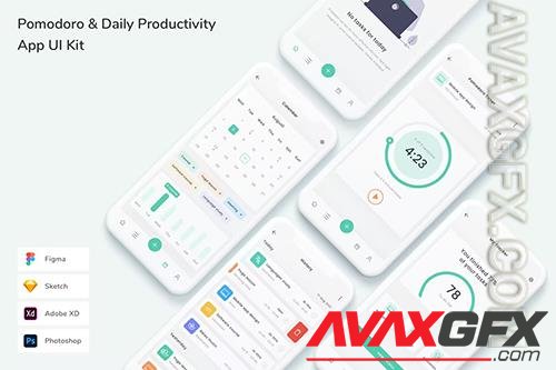 Pomodoro & Daily Productivity App UI Kit V5NCQX5
