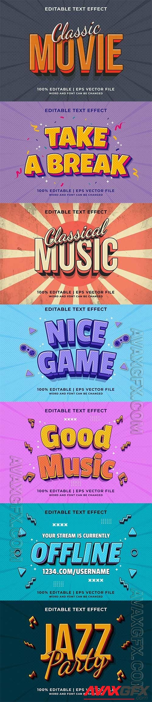 3d editable text style effect vector vol 924