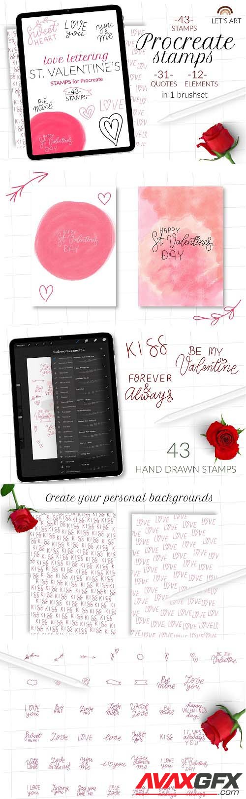 Valentines Day lettering stamps - 5587364