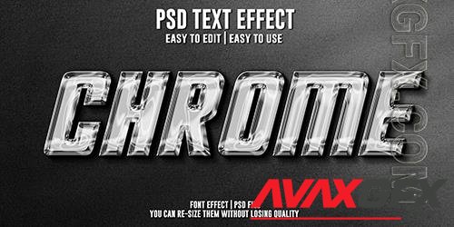 Chrome text effect editable font psd