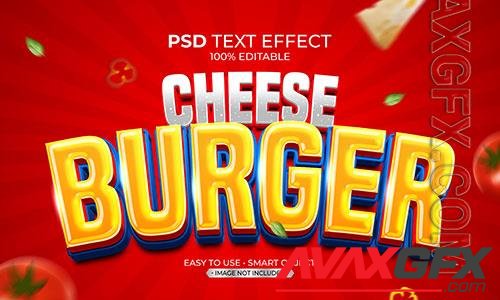Cheese burger cartoon style text effect psd