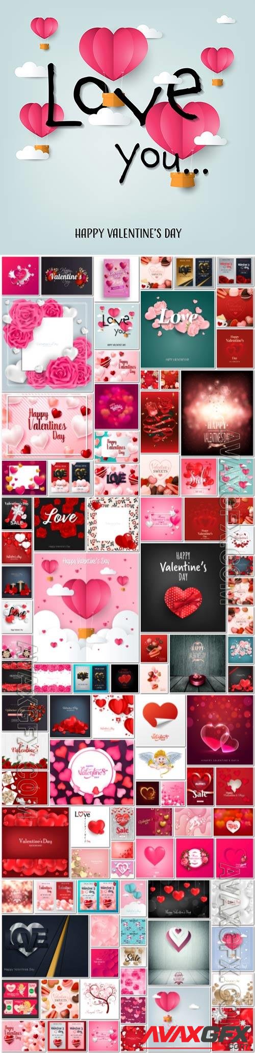 100 Bundle Happy Valentines Day, love, romance, hearts in vector vol 4