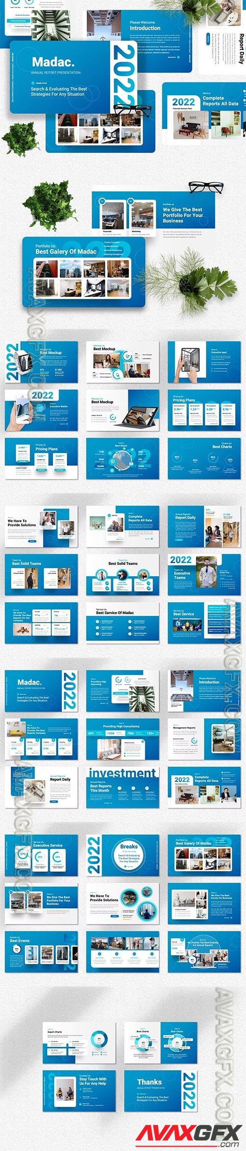 Madac - Annual Report Powerpoint, Keynote and Google Slides Presentation Templates