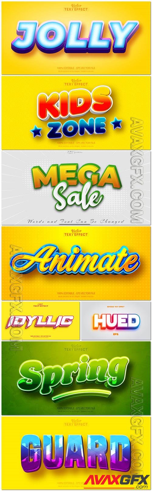 3d editable text style effect vector vol 929