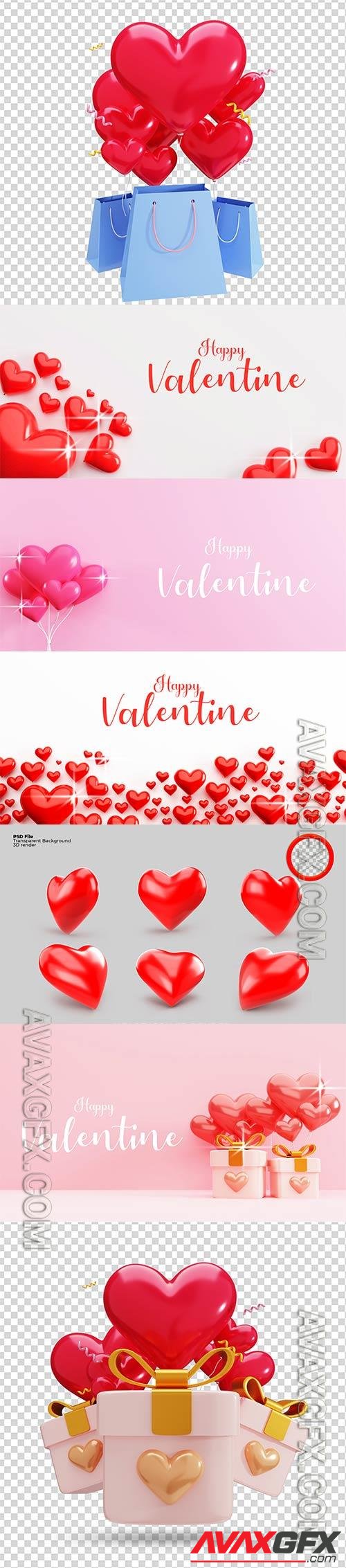 3d rendering of valentine concept background psd
