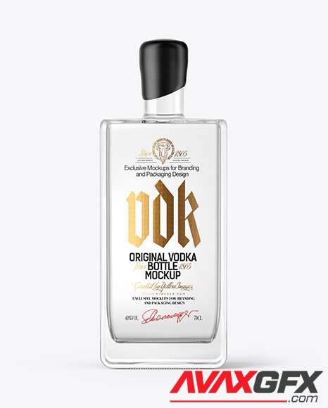 Square Vodka Bottle with Wax Mockup 35308