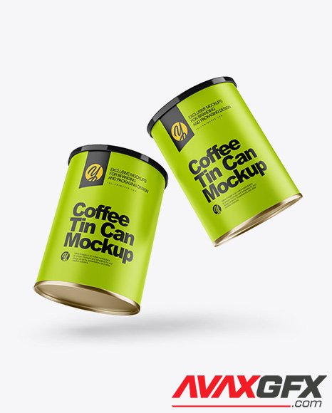 Two Matte Coffee Tin Cans Mockup 34102