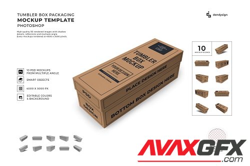 Tumbler Box Packaging Mockup Template Bundle - 1766867