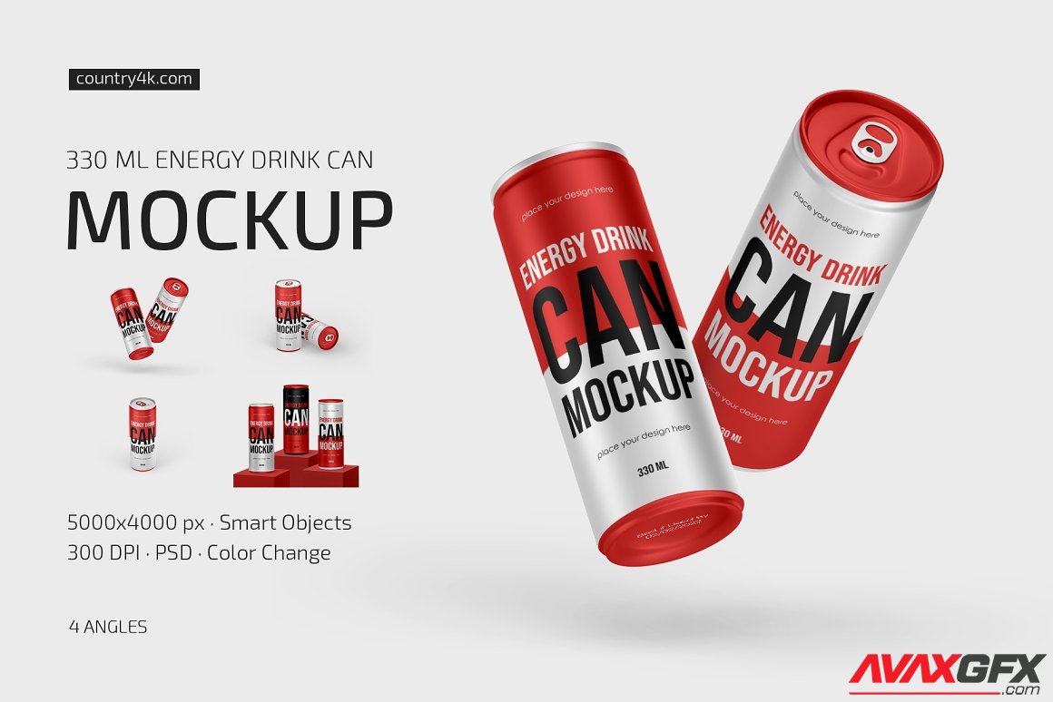 CreativeMarket - 330ml Energy Drink Can Mockup Set 6817866