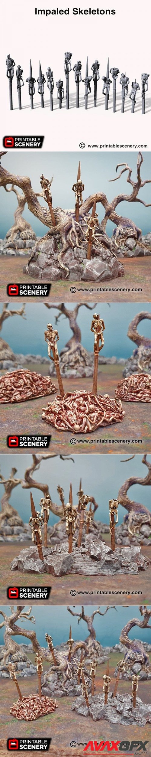 Impaled Skeletons – 3D Printable STL