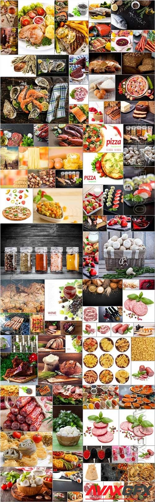Food, meat, vegetables, fruits, fish, stock photo bundle vol 6
