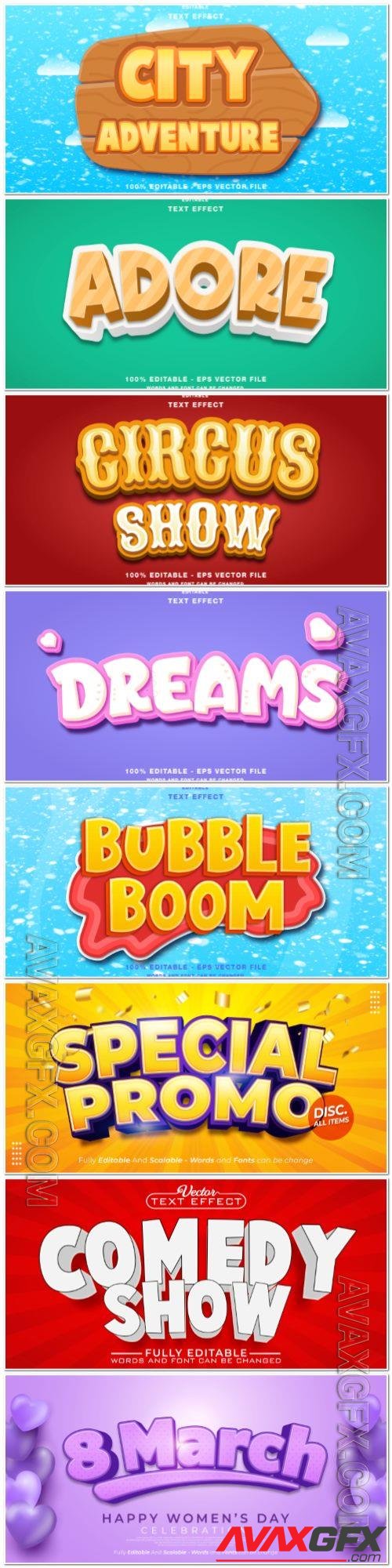 3d editable text style effect vector vol 947