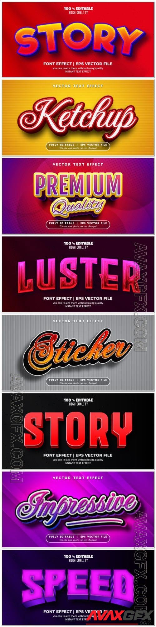 3d editable text style effect vector vol 935