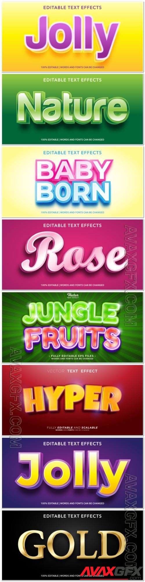 3d editable text style effect vector vol 939