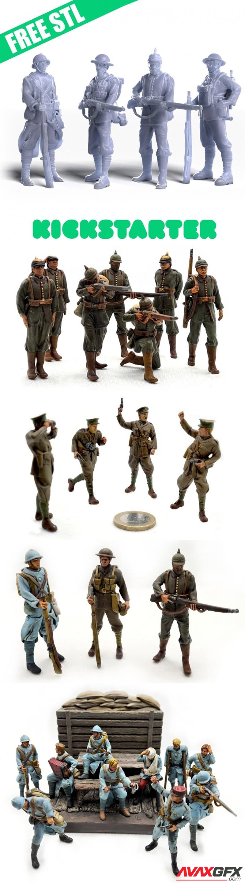 Total war 1915 Free WW1 soldiers French UK US German 3D Printable STL